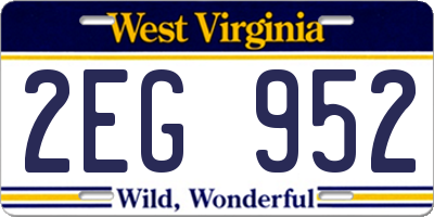 WV license plate 2EG952