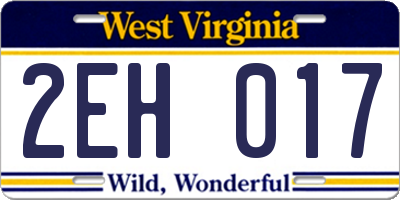 WV license plate 2EH017