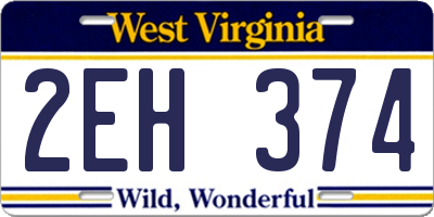 WV license plate 2EH374