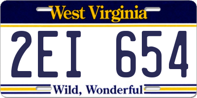 WV license plate 2EI654