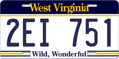 WV license plate 2EI751