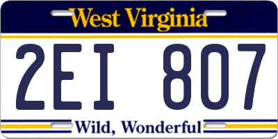 WV license plate 2EI807