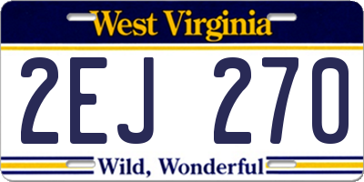 WV license plate 2EJ270