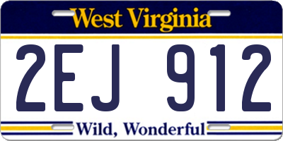 WV license plate 2EJ912