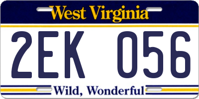 WV license plate 2EK056
