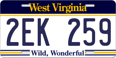 WV license plate 2EK259