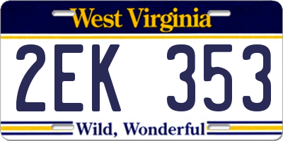 WV license plate 2EK353