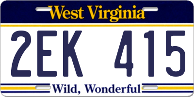 WV license plate 2EK415
