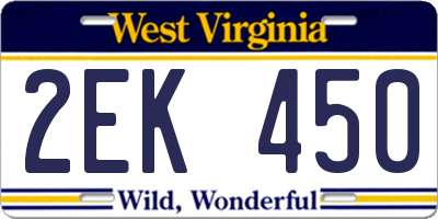 WV license plate 2EK450