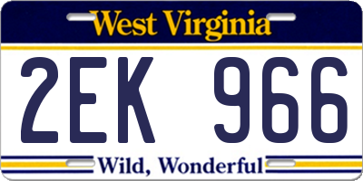 WV license plate 2EK966