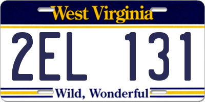 WV license plate 2EL131