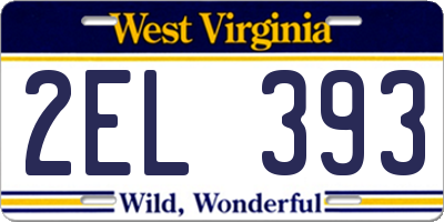 WV license plate 2EL393