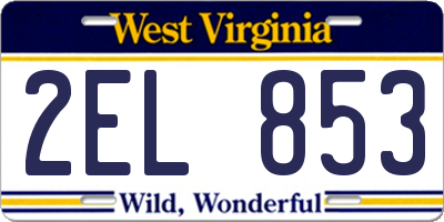 WV license plate 2EL853