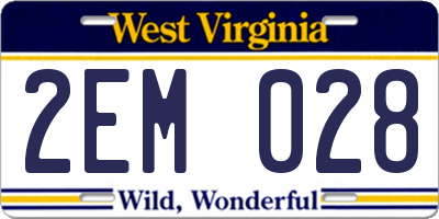 WV license plate 2EM028