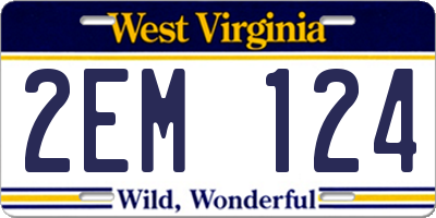 WV license plate 2EM124