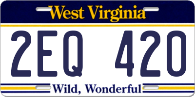WV license plate 2EQ420