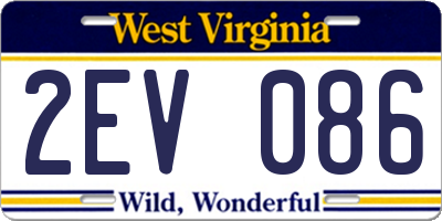 WV license plate 2EV086
