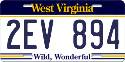 WV license plate 2EV894