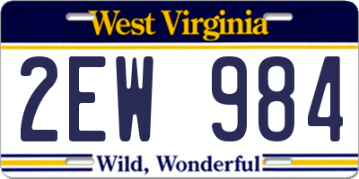 WV license plate 2EW984