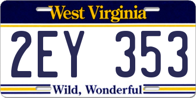 WV license plate 2EY353