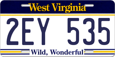 WV license plate 2EY535