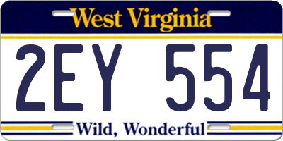 WV license plate 2EY554