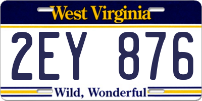 WV license plate 2EY876