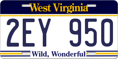 WV license plate 2EY950