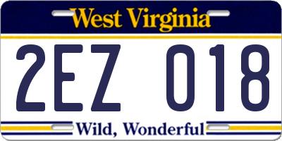 WV license plate 2EZ018