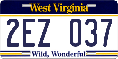 WV license plate 2EZ037