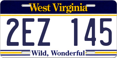WV license plate 2EZ145