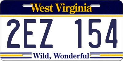WV license plate 2EZ154