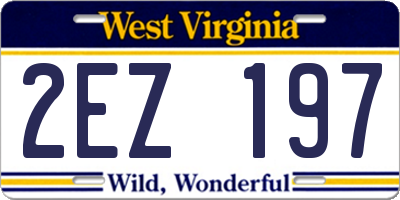 WV license plate 2EZ197