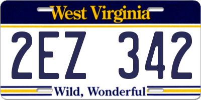 WV license plate 2EZ342