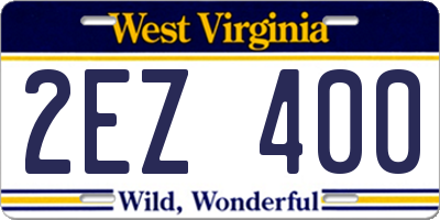 WV license plate 2EZ400