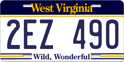 WV license plate 2EZ490