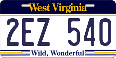 WV license plate 2EZ540
