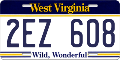 WV license plate 2EZ608