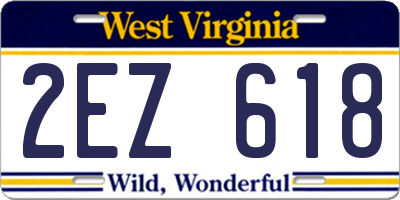 WV license plate 2EZ618