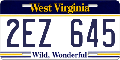 WV license plate 2EZ645