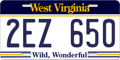 WV license plate 2EZ650