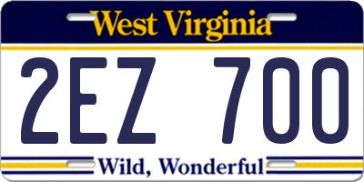 WV license plate 2EZ700