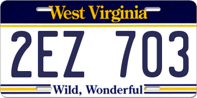 WV license plate 2EZ703