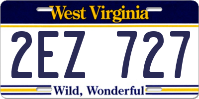 WV license plate 2EZ727