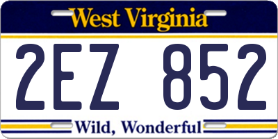 WV license plate 2EZ852