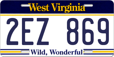 WV license plate 2EZ869