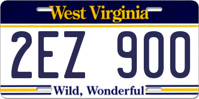 WV license plate 2EZ900