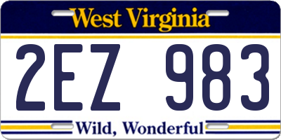 WV license plate 2EZ983