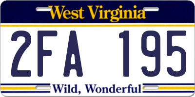 WV license plate 2FA195