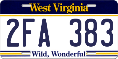 WV license plate 2FA383